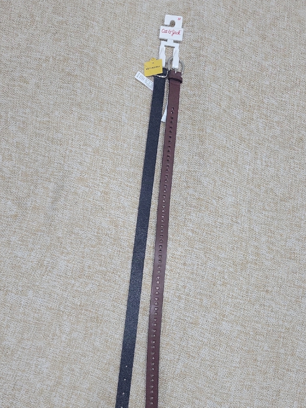 Cat & Jack Girl's Black and Brown Dual Belt Set